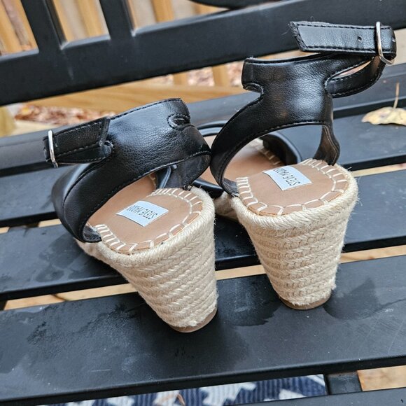 Steve Madden “Gavin” Black Espadrille Wedge Sandal Size 9 - Picture 5 of 6